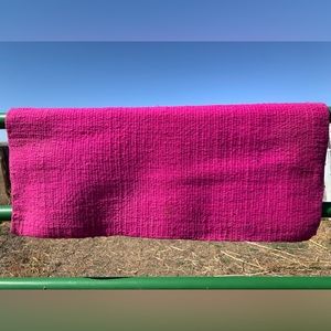 Fuschia Mayatex wool saddle blanket. 33”x36”